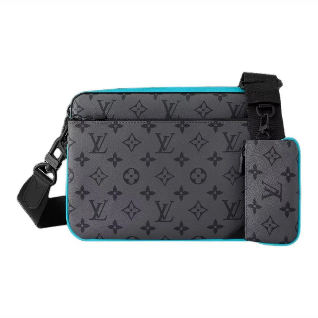 99新 LouisVuitton/路易威登 24新款 Trio 黑灰印拼绿松石 三合一