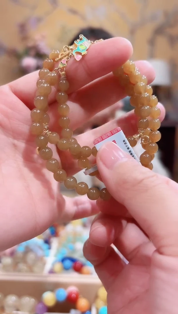 18K金镶嵌手链和田玉（糖玉）糖玉设计款万能链