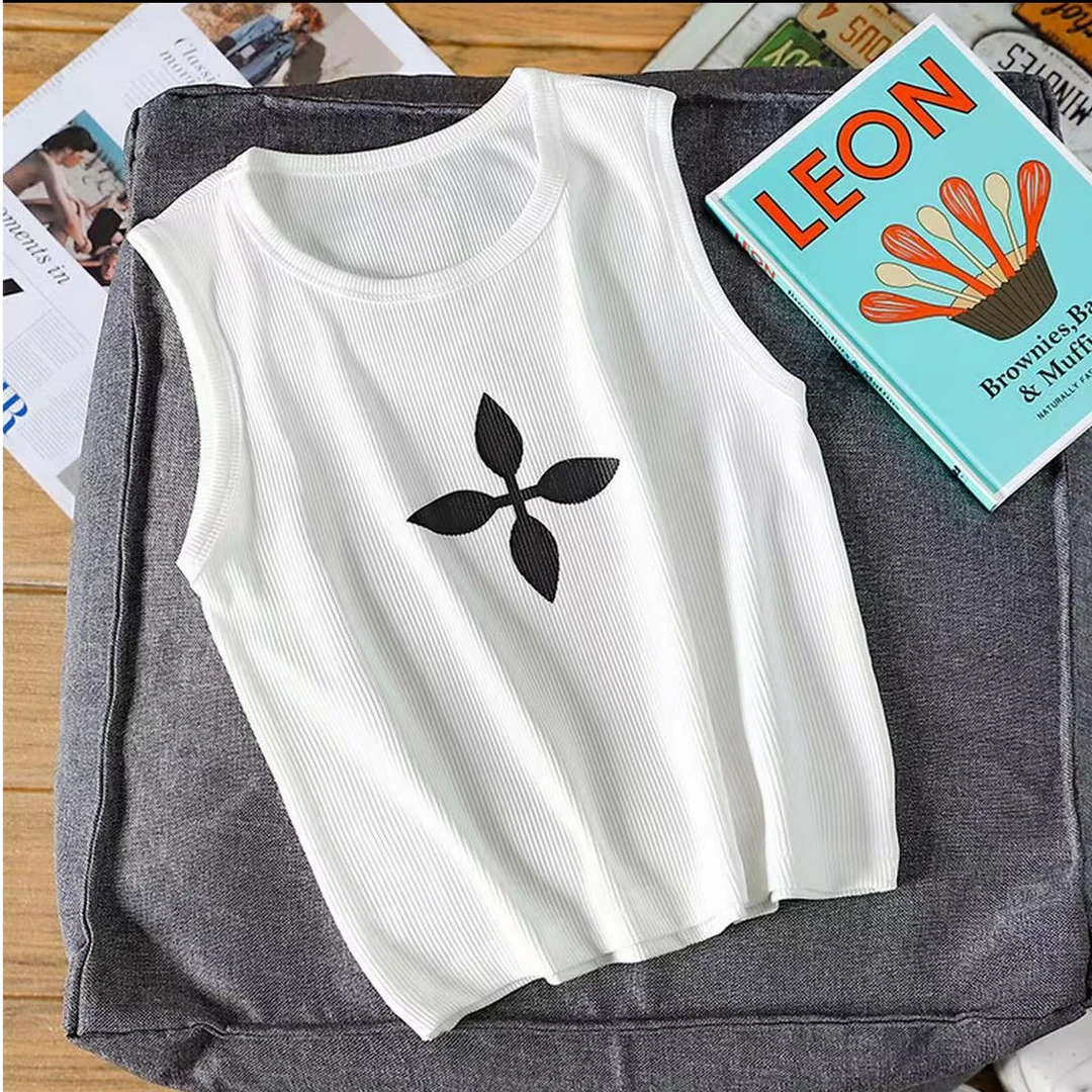 505977 韩版休闲女童短袖薄款辣妹无袖背心