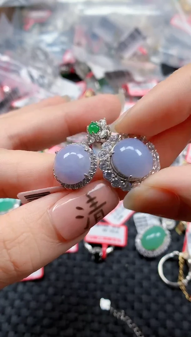 银S925镶嵌戒指翡翠天然A货缅甸翡翠