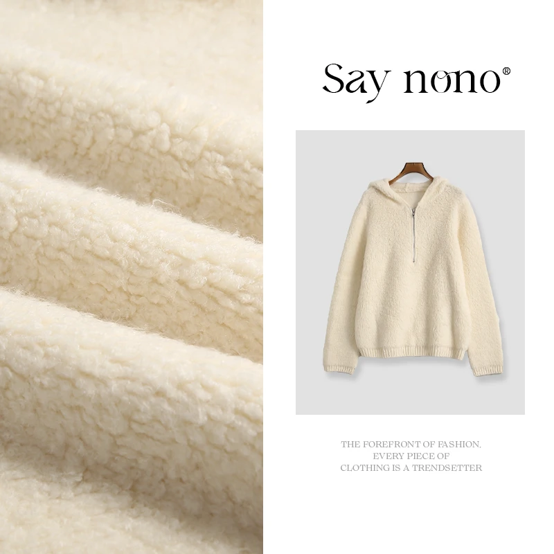 懒猫nono│Saynono 全羊毛连帽拉链上衣外套/XXM02416