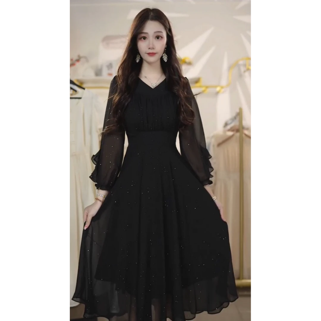 连衣裙新款2025秋高级感穿搭时尚气质显瘦轻奢中长款裙子Y5481601