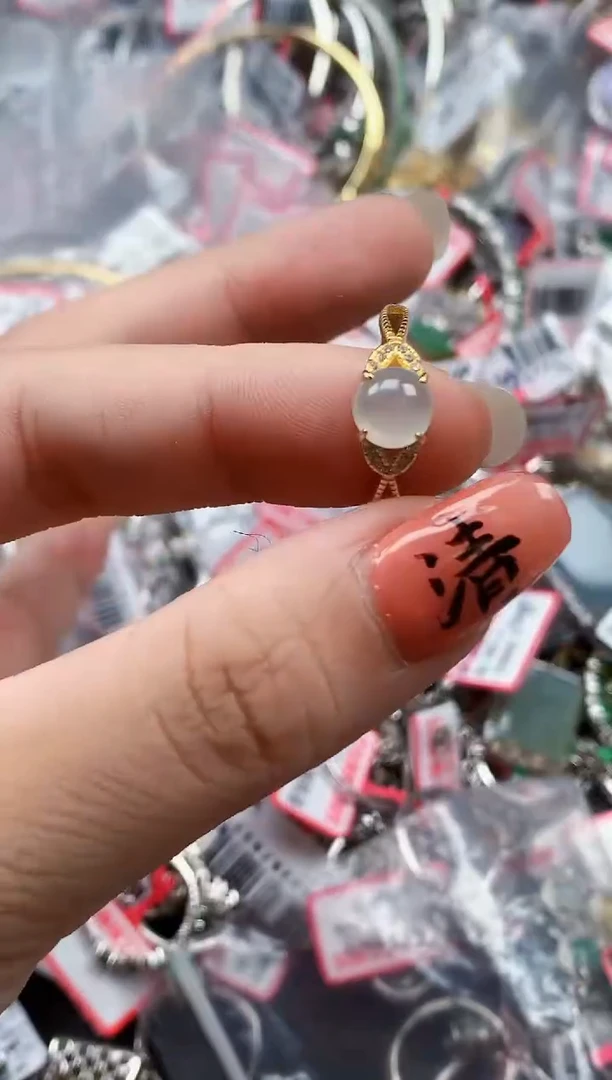 银S925镶嵌戒指翡翠天然A货缅甸翡翠