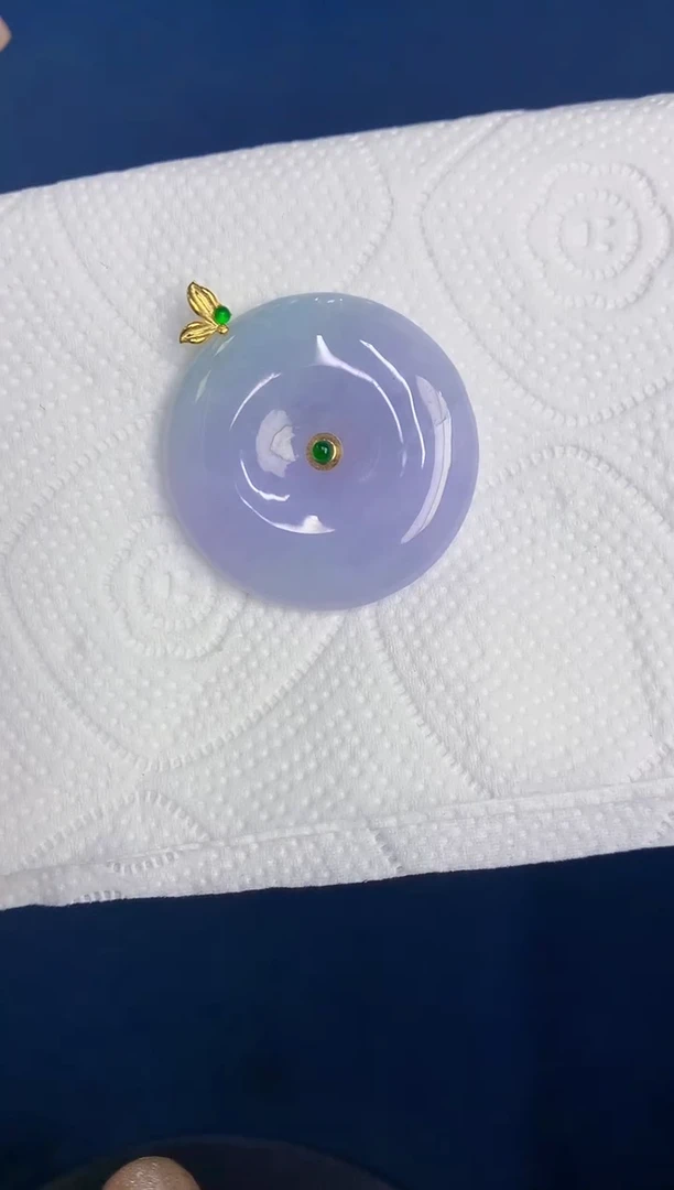 颈饰18K金镶嵌翡翠缅甸天然翡翠A货