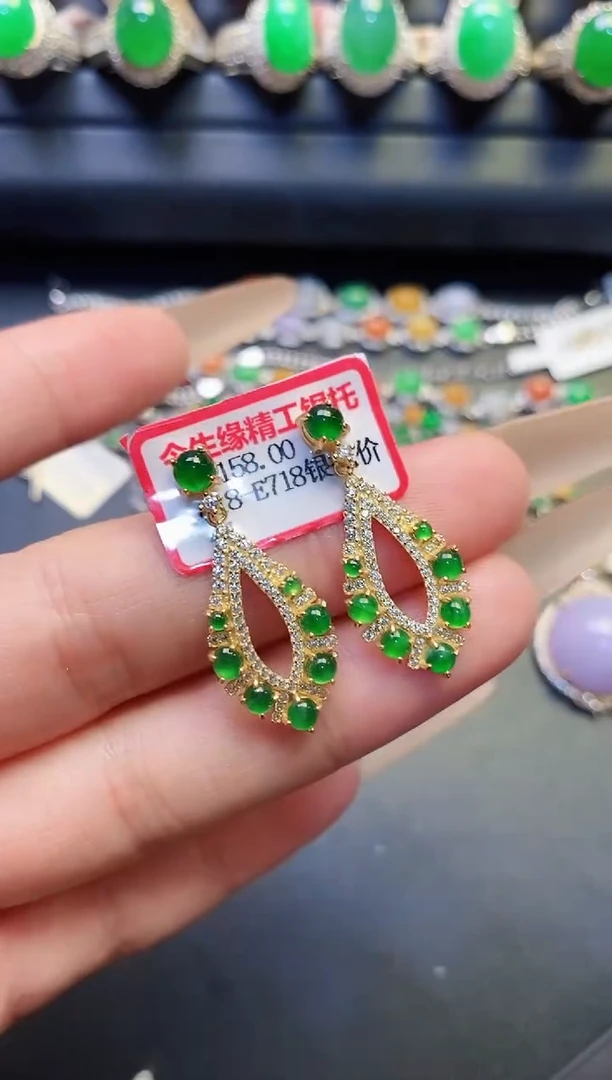 银S925镶嵌戒指翡翠天然