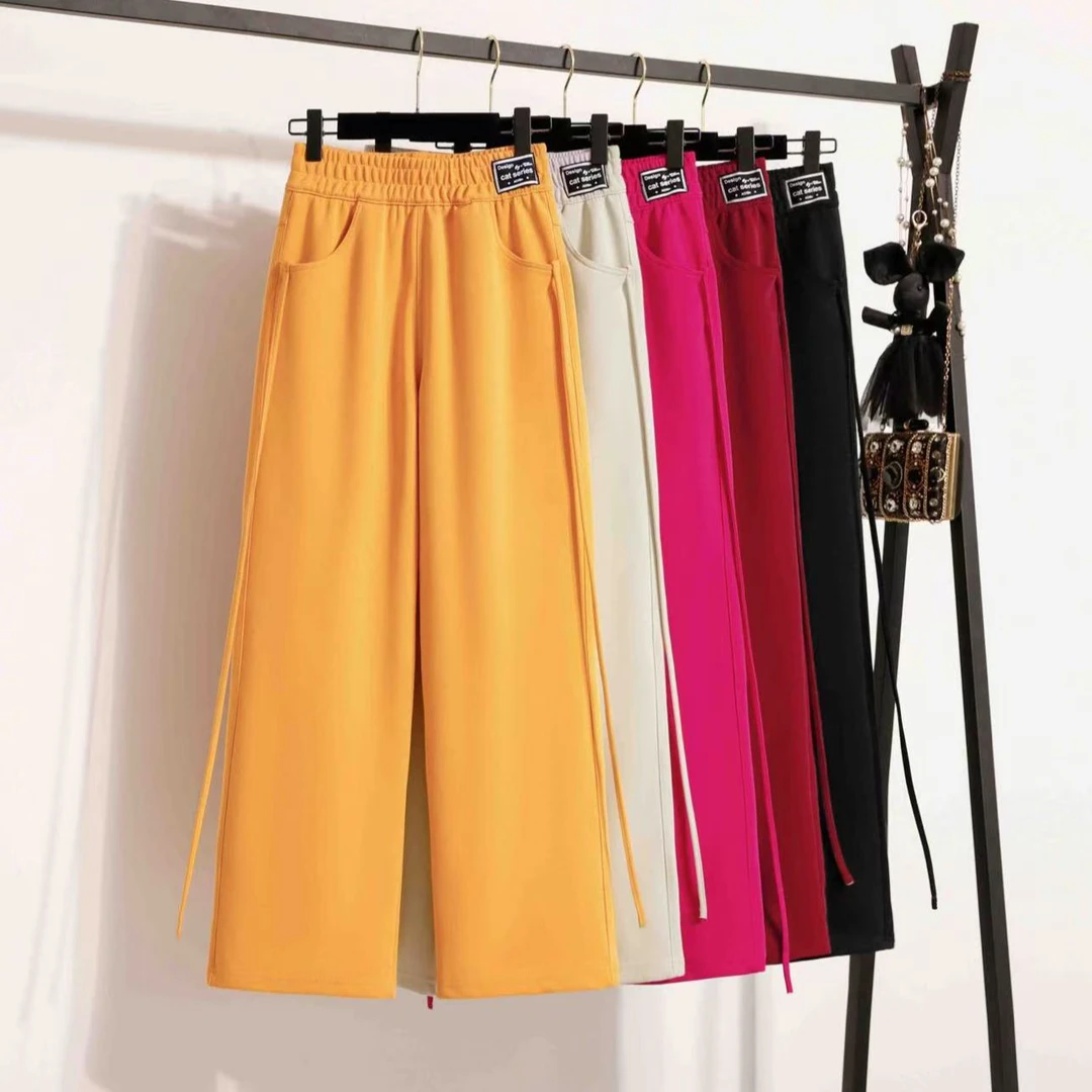 2025春夏广场舞跳舞新款直筒阔腿裤显瘦垂坠感休闲裤舒适透气长裤