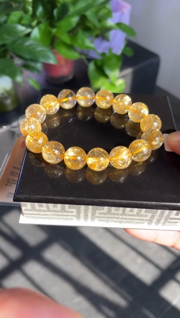 水晶手链未镶嵌13.5mm金发晶手链单圈