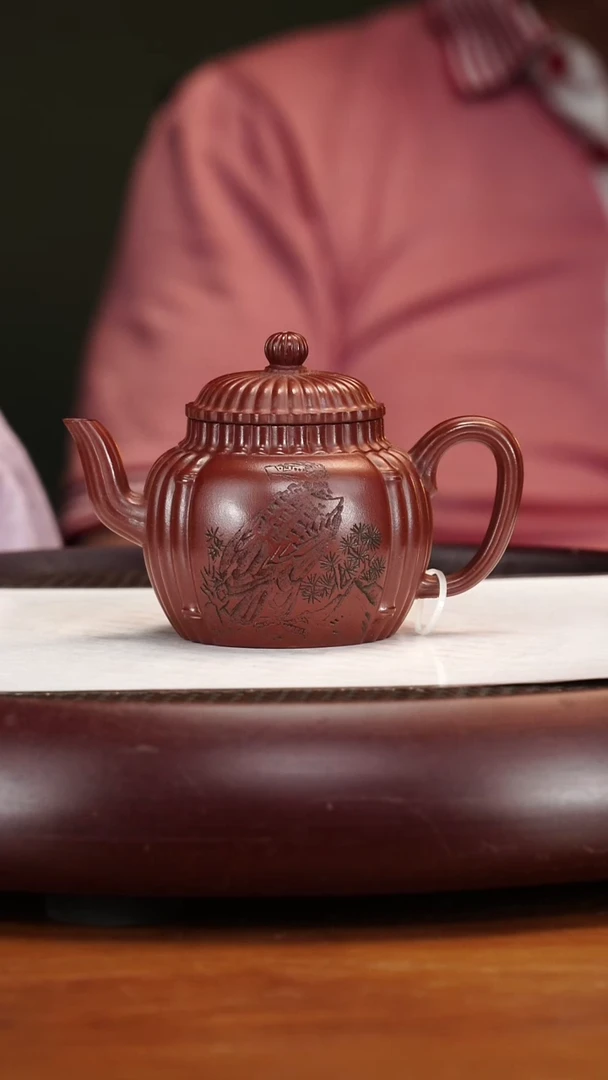 茶壶紫砂13XXY筋纹高宫灯 老朱泥200cc