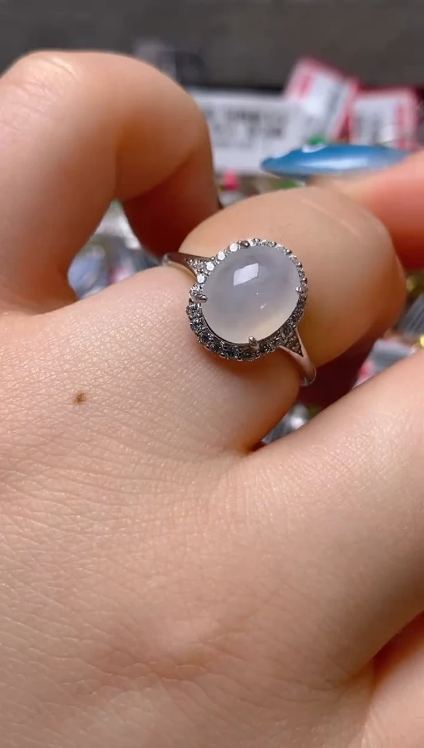 银S925镶嵌戒指翡翠百内无证书