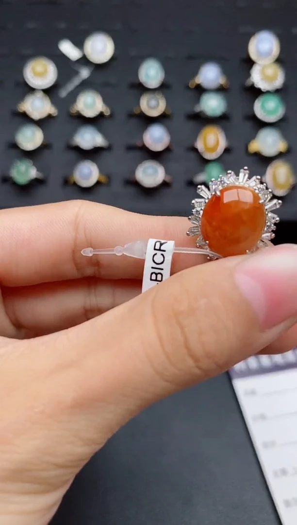 银S925镶嵌戒指翡翠1