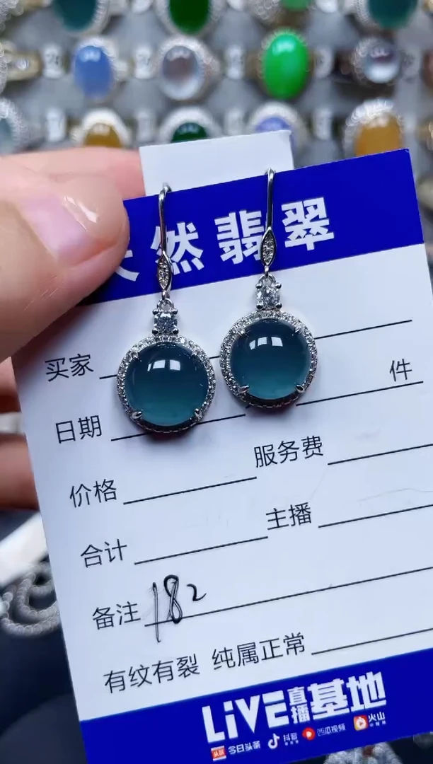 银S925镶嵌翡翠耳饰182