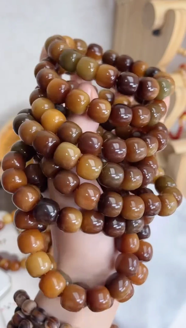 菩提根/象牙果手串Q27油茶玉化桶珠11*12手串