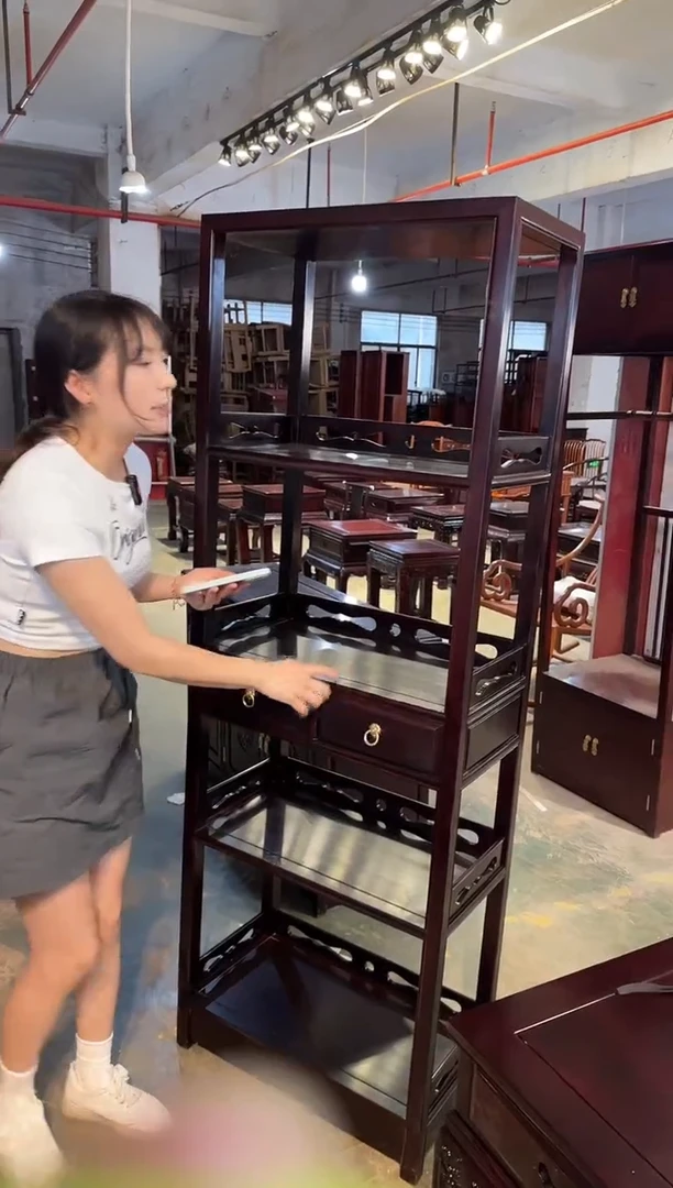 黑酸枝木类成套家具加大抽屉书柜