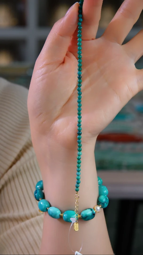 银S925镀金镶嵌绿松石手链多样性发货