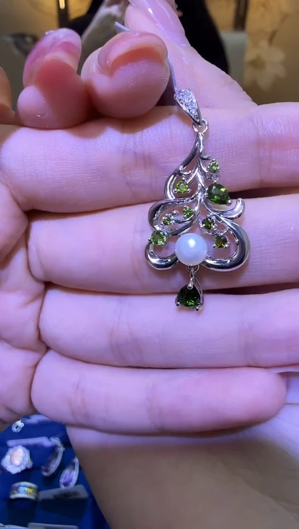 银S925镶嵌透视石吊坠吊坠