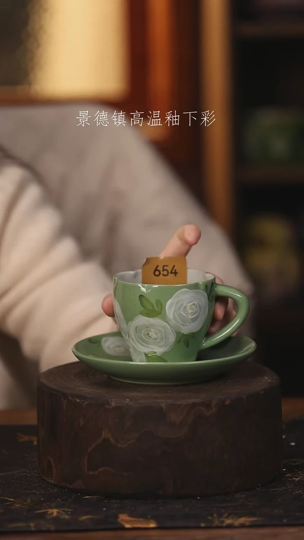 陶瓷景德镇高温釉下手绘陶瓷@L654@