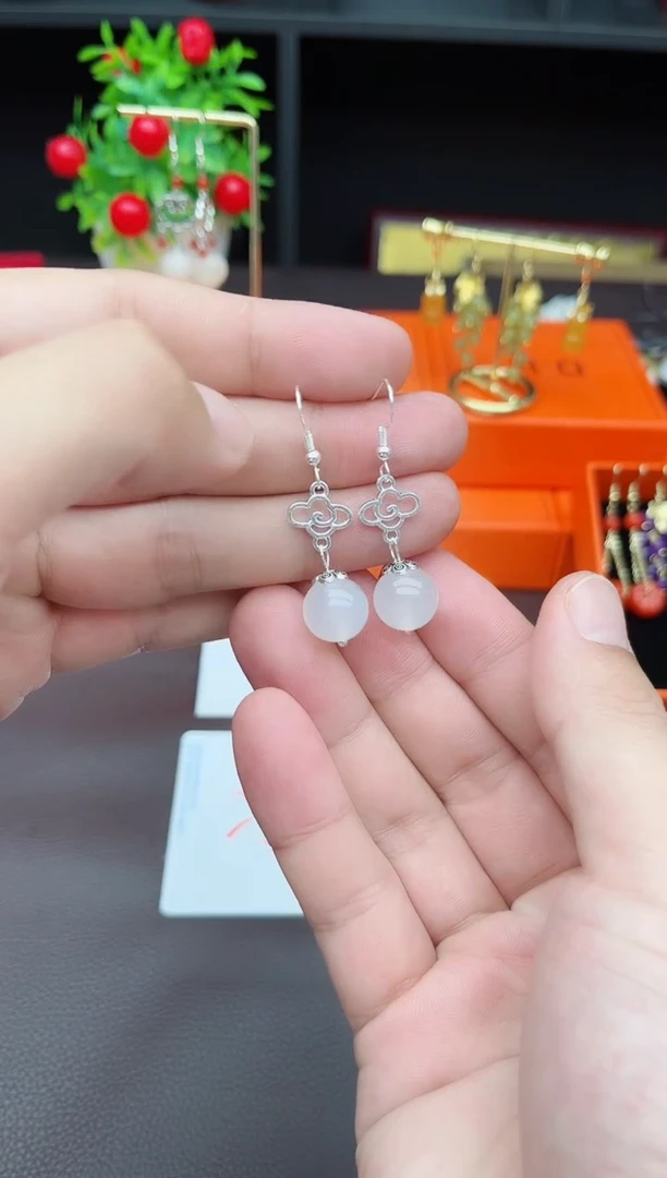 玛瑙/玉髓耳饰银S925镶嵌101000