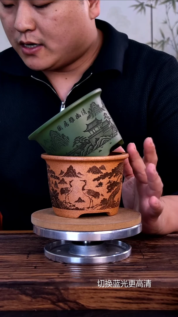 紫砂花盆紫砂花盆内口10-7   2只