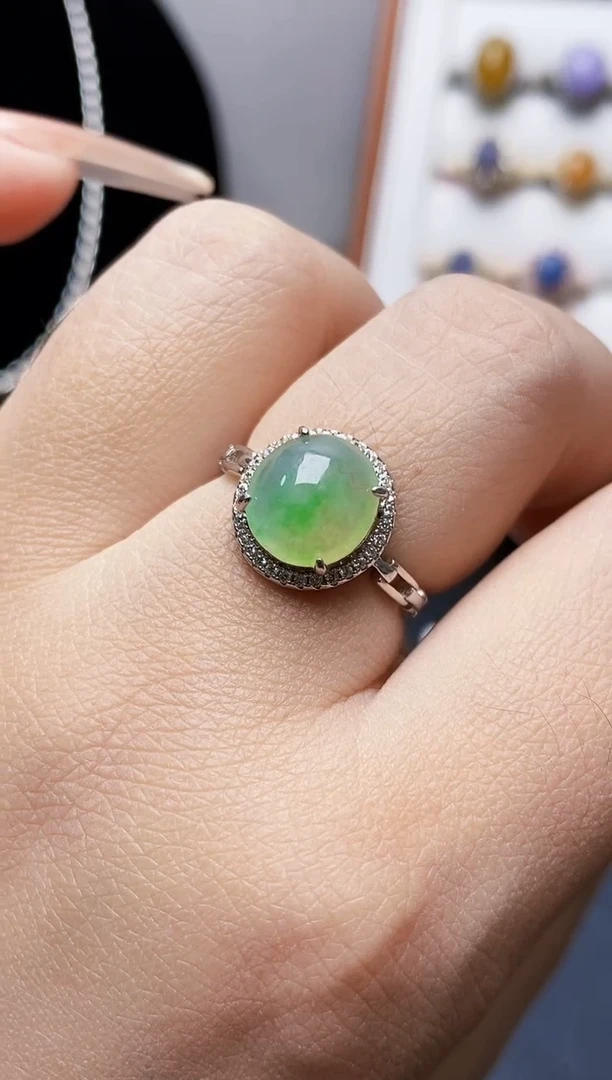 银S925镶嵌戒指翡翠0215