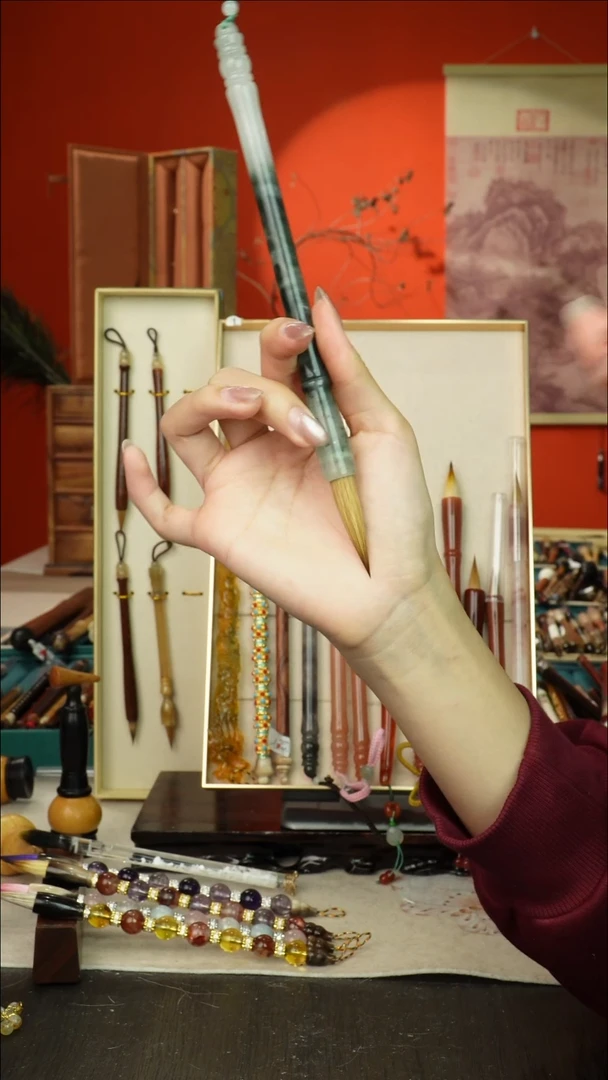 504号闪孤品高货毛笔链接 清水试笔 蘸墨不退