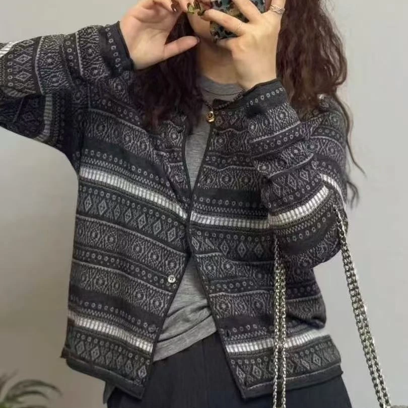 库存复古针织开衫女百搭