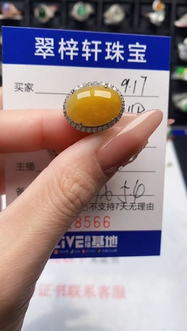 银S925镶嵌戒指翡翠8566