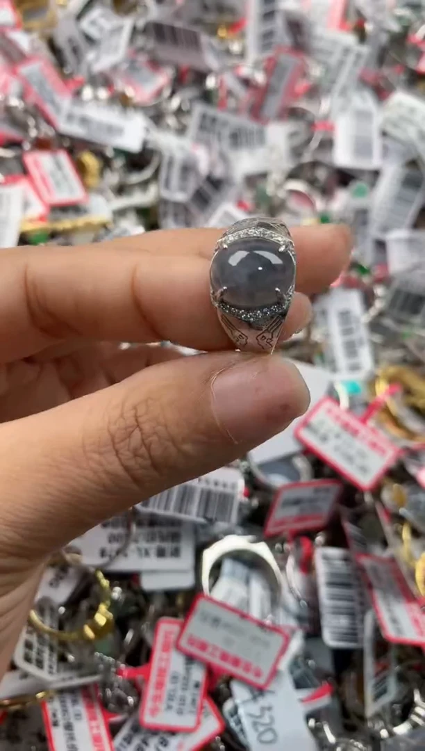 银S925镶嵌戒指翡翠333---7