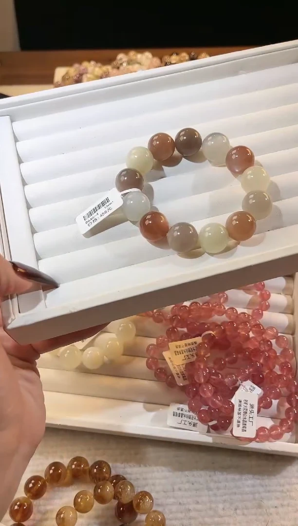 合成欧泊未镶嵌手串多样性发一Q26彩月光15mm+