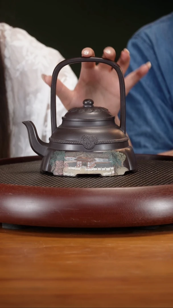 茶壶紫砂80WZG裙带提梁 老紫泥500cc