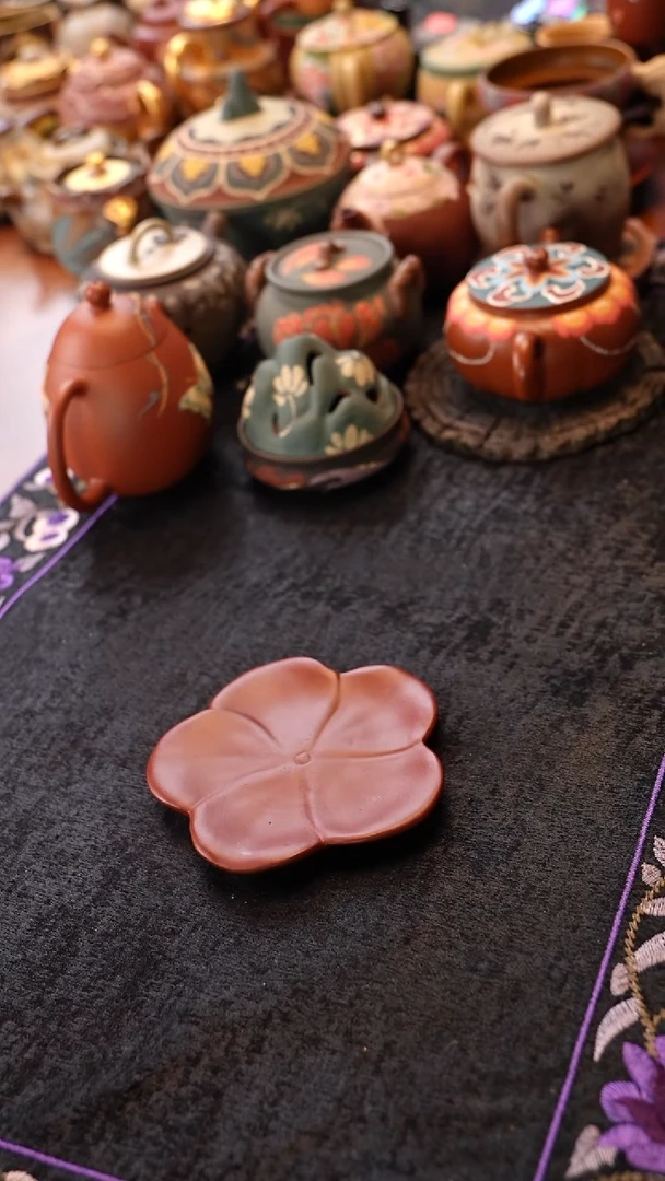 茶壶紫砂红泥梅花杯垫