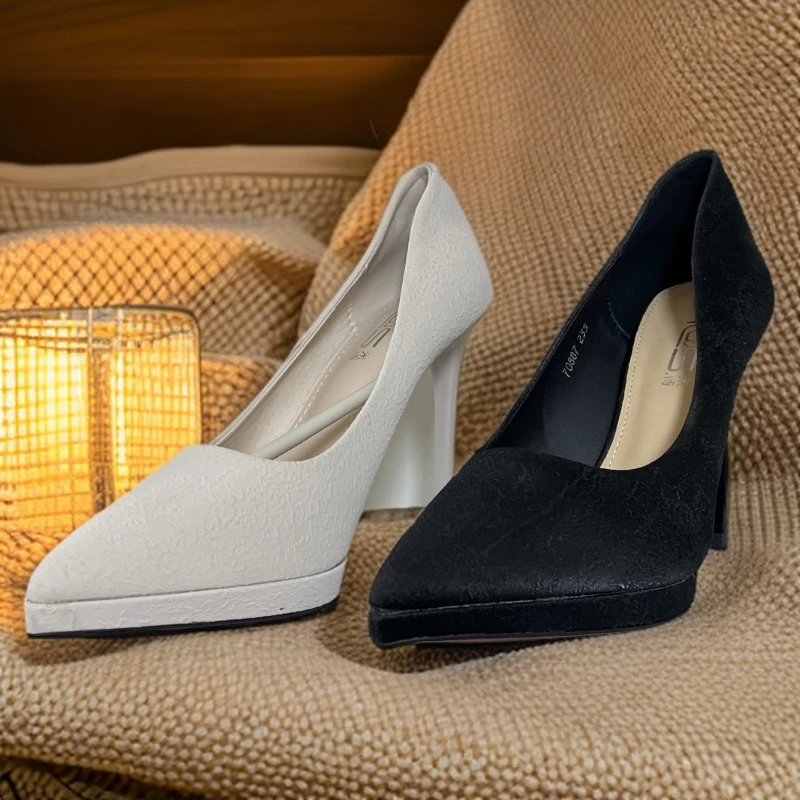 10厘米跟高细跟春季新款性感法式少女尖气质舒适时尚百搭真皮高跟