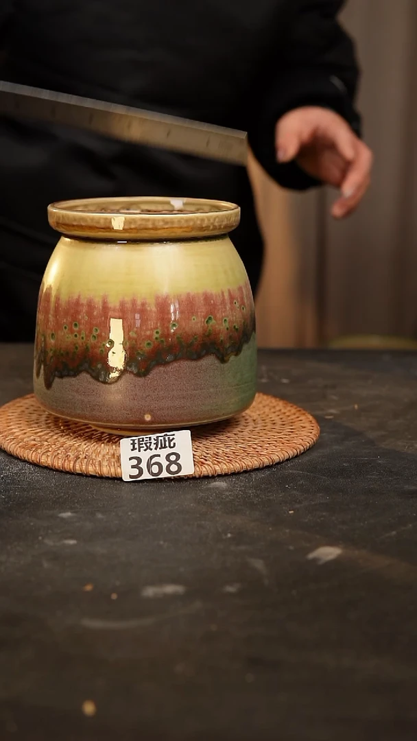 【闪购商品】瓷片368泥泥手工花盆口10高14