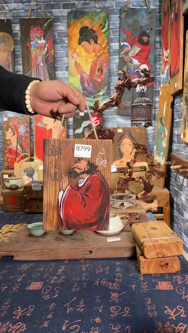 风化老门板丙烯画