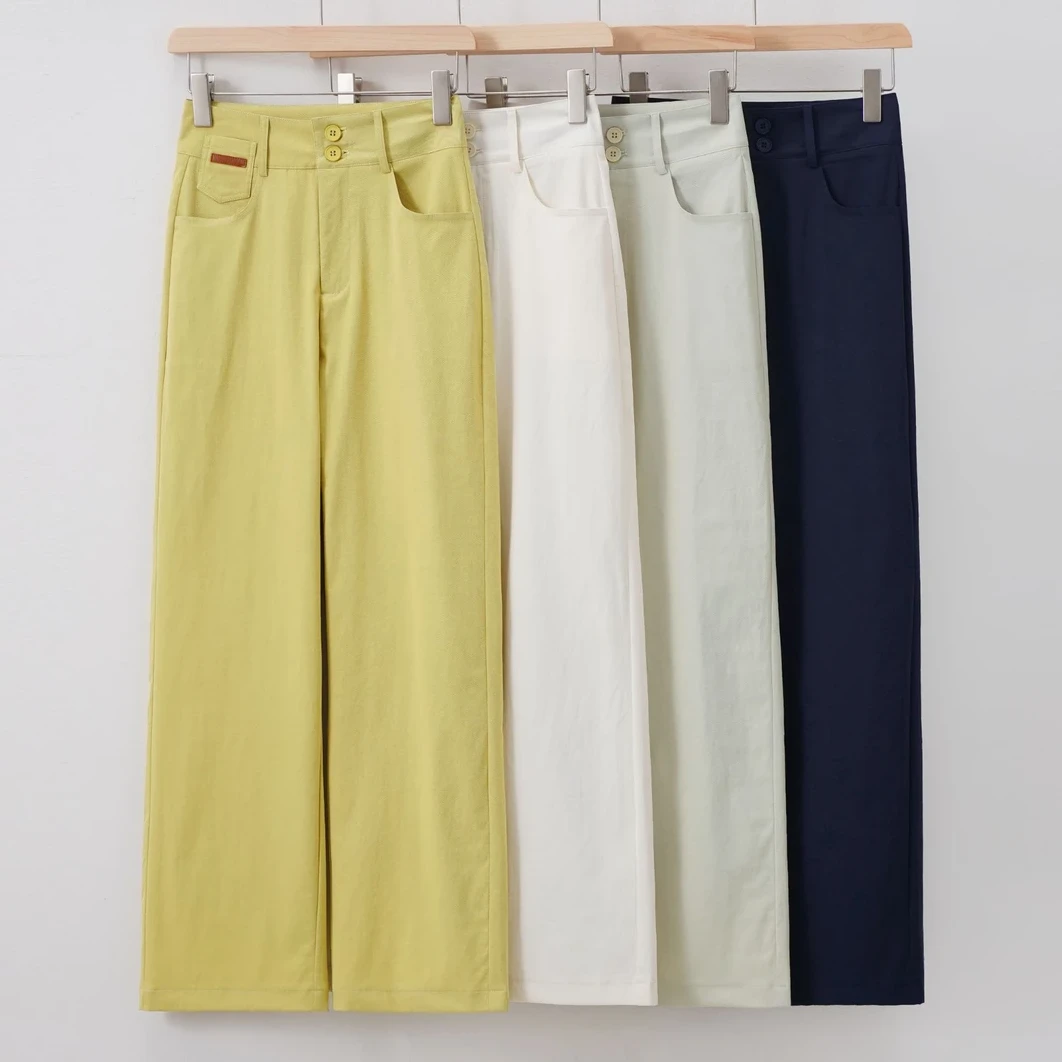 【夏季上新】夏季桑蚕 丝亚 麻休闲阔腿直筒裤高腰百搭修身显瘦裤