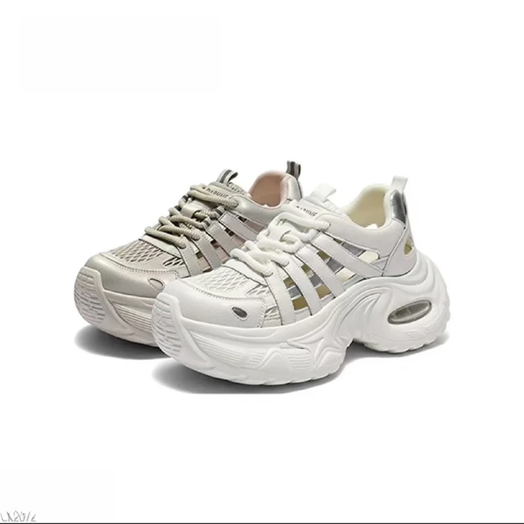 2025春夏新款松糕厚底女鞋新款百搭运动休闲透气网面老爹鞋