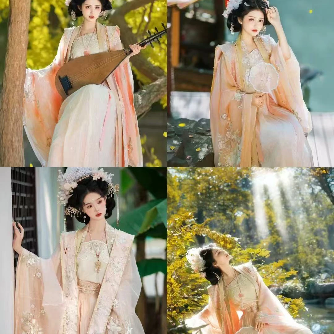 瑶姬原创宋制簪花汉服珍珠妆新款重工刺绣国风霞帔长衫绣花汉服