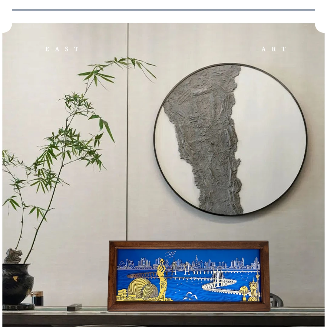 掐丝工艺 湾区丰景 家居摆件礼轻奢新中式卧室书房摆设