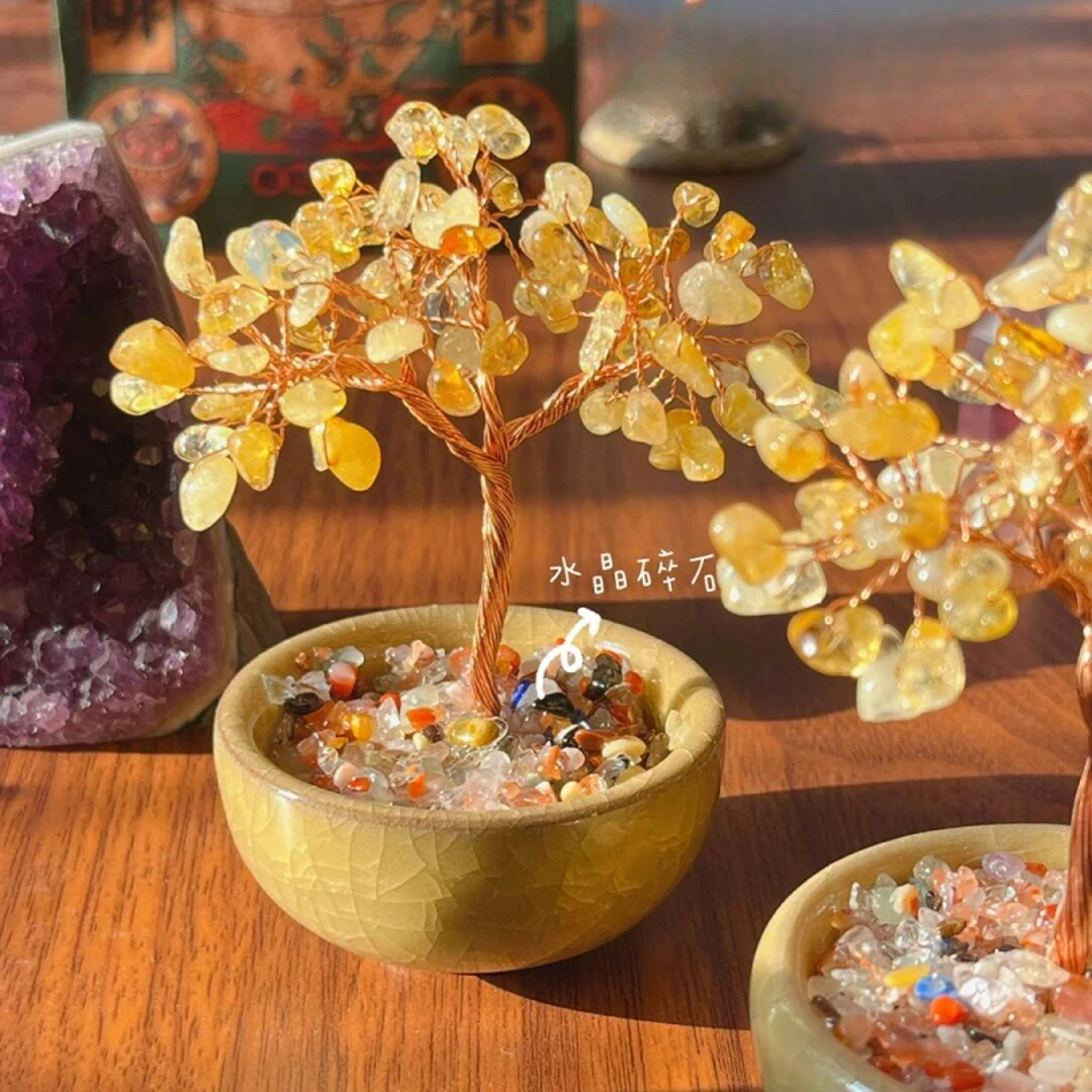 【一棵石头树】shuijing发财树摆件造型树桌面书房办公室水晶树