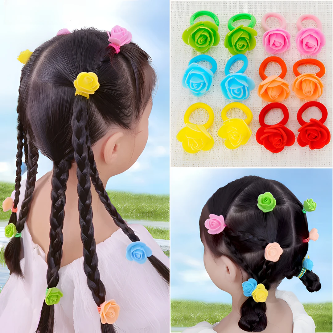 女孩彩色毛球发绳超萌橡皮筋新款幼儿园女童可爱发圈高弹头饰弹力