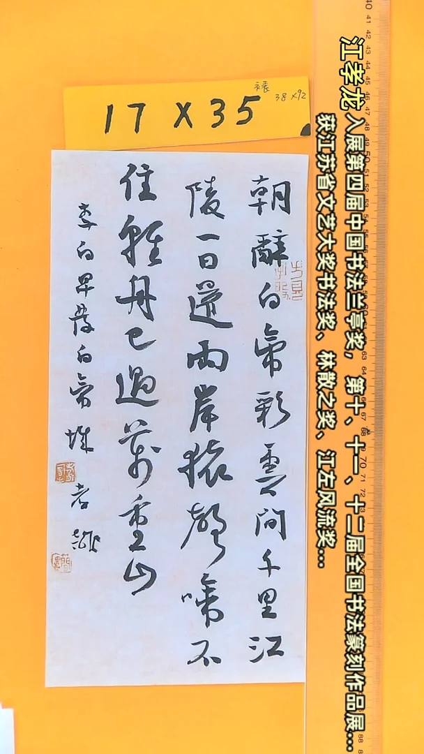 【闪购商品】书法江孝龙书法获奖同款字体早辞白帝17*35