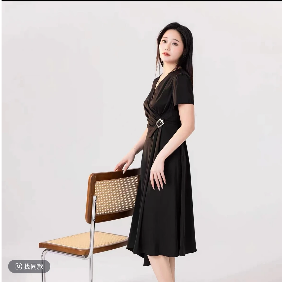 【JX78红黑裙】麦多多小美专属洋气中长款2025夏季新款连衣裙女漂亮