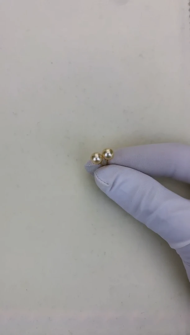 18K金镶嵌DA海水珍珠 GD153 6-7 羽皇金素钉