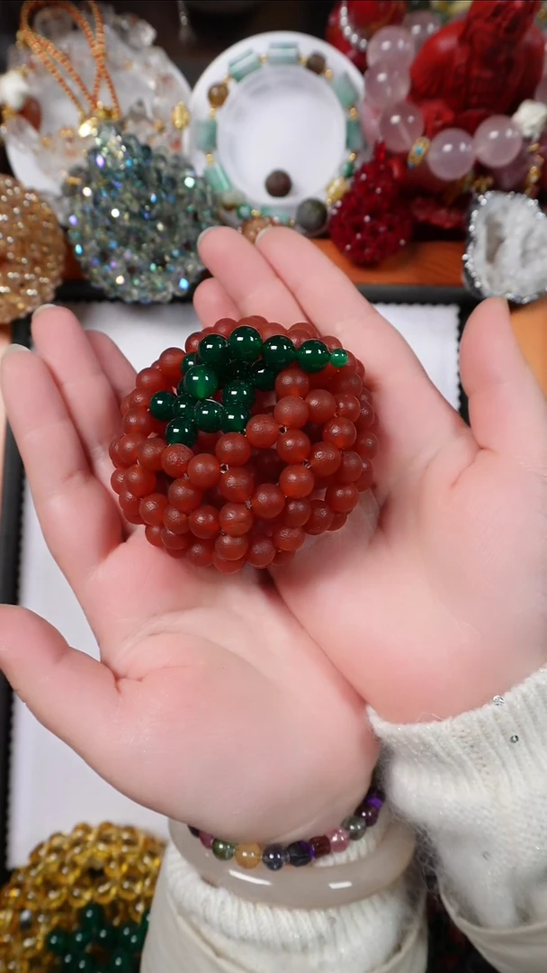 合金车挂玛瑙/玉髓柿子摆件