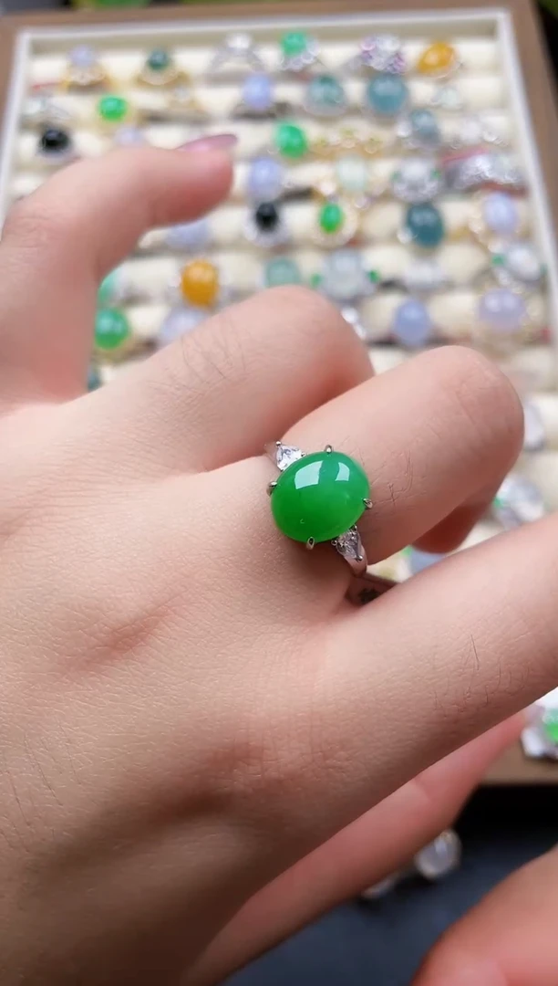 银S925镶嵌戒指翡翠い****ゝ1