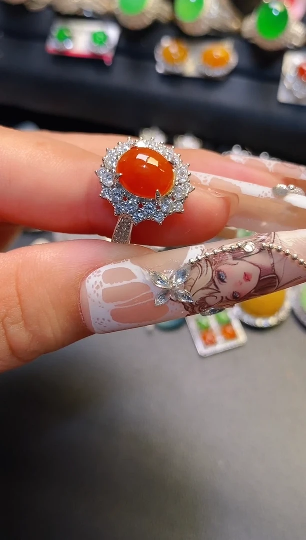 银S925镶嵌翡翠耳饰天然