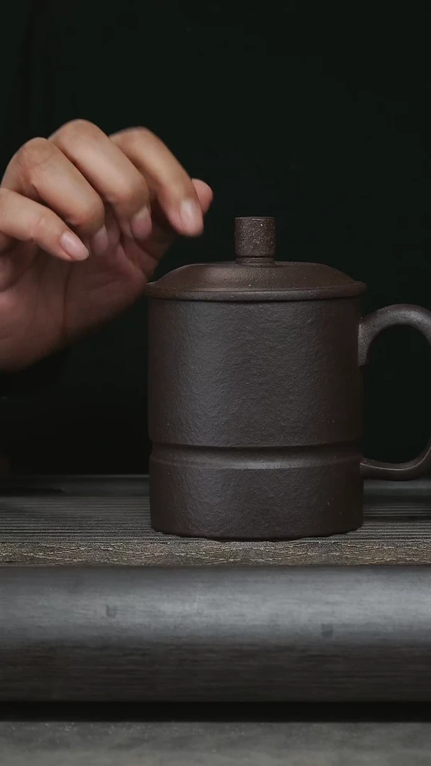 【闪购商品】紫砂茶杯老紫泥腰线杯