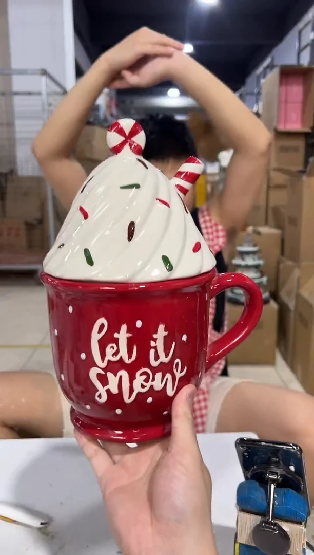 瓷片大号圣诞冰激凌杯罐微瑕