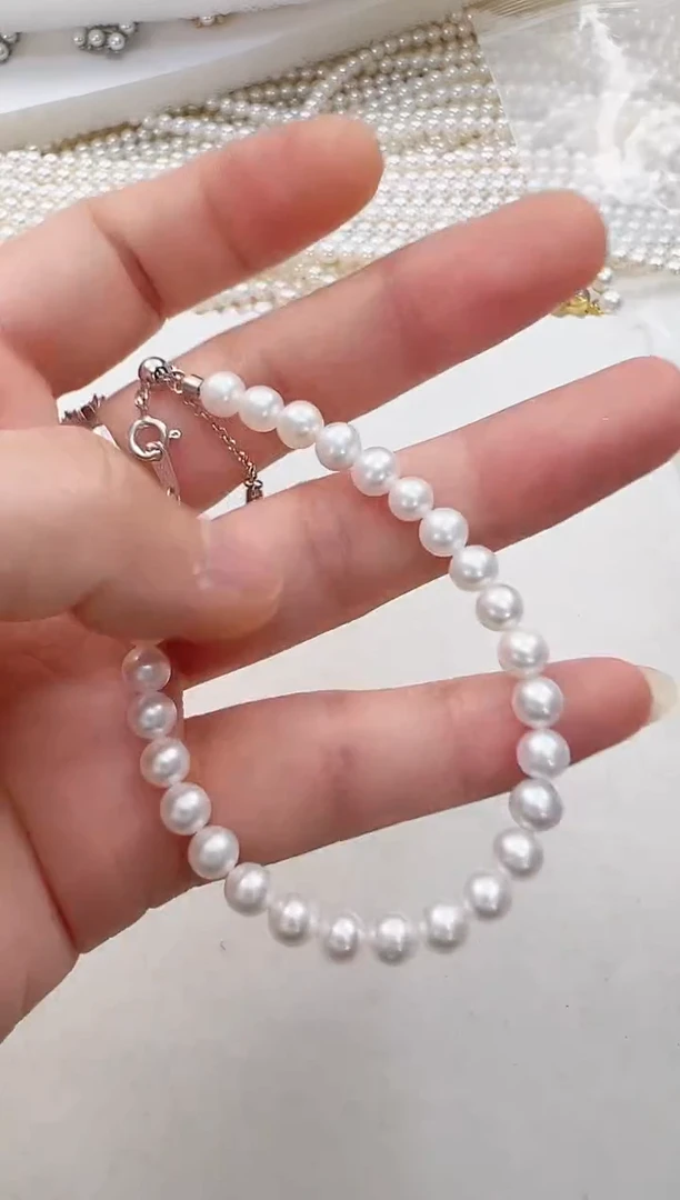 【闪购商品】淡水珍珠手绳银S925镶嵌5-6手链