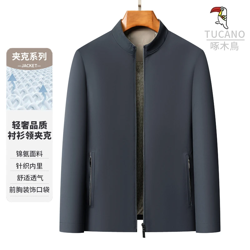 季新款牛奶丝挺括有型匠心独运高端翻领商务夹克商务外套