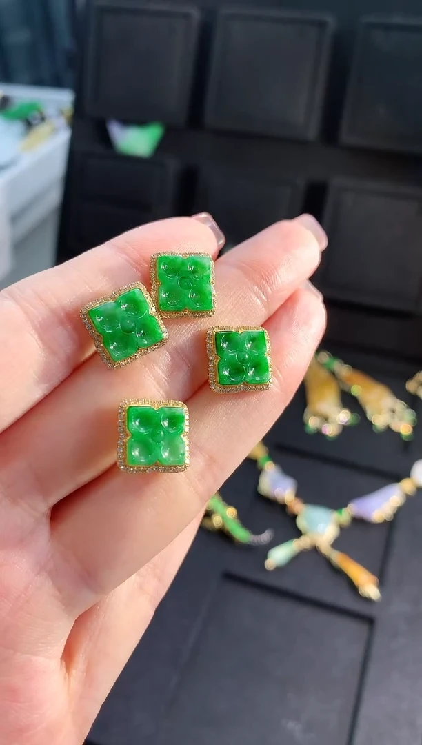 【闪购商品】翡翠耳饰18K金镶嵌不挑不选 多样性发货 发其一